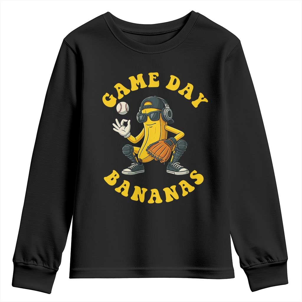 Cute Bananas Graphic Youth Sweatshirt Game Day Cool Catcher Baseball Lover