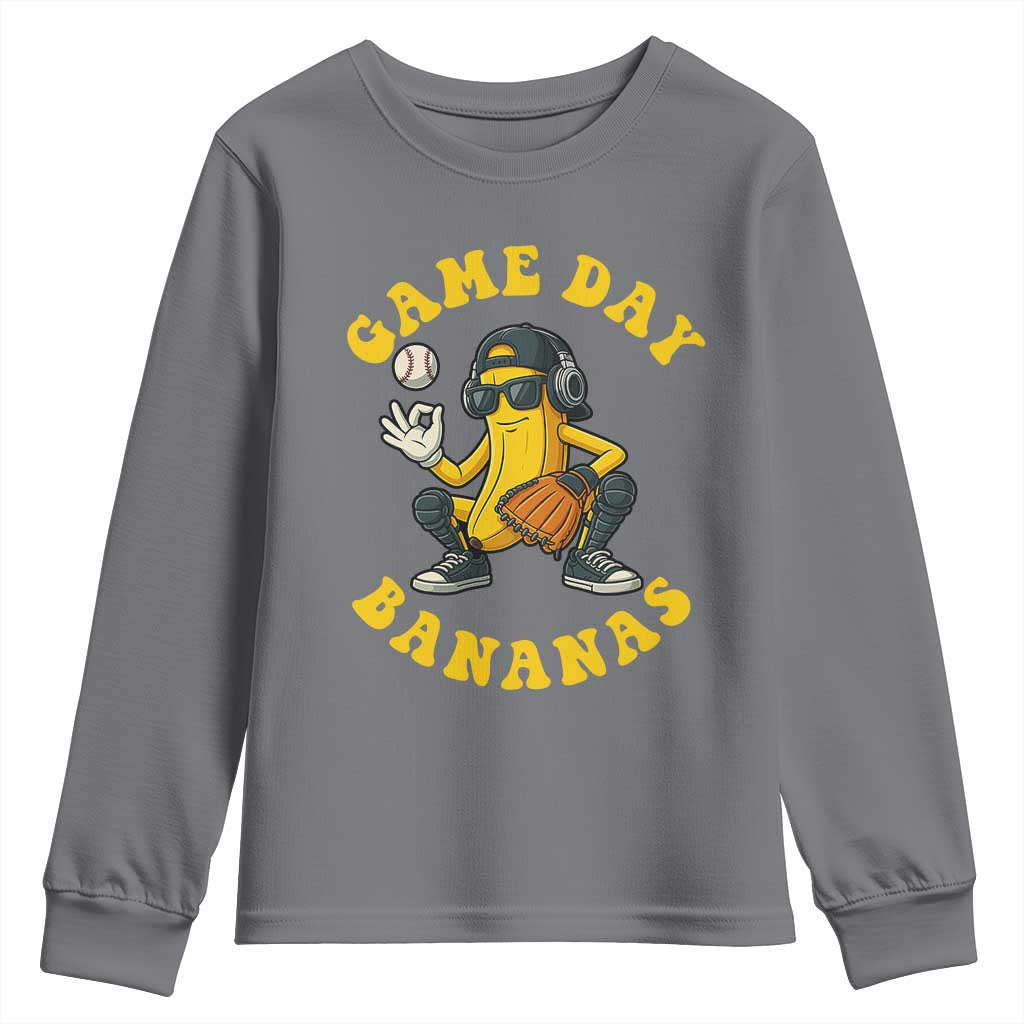 Cute Bananas Graphic Youth Sweatshirt Game Day Cool Catcher Baseball Lover