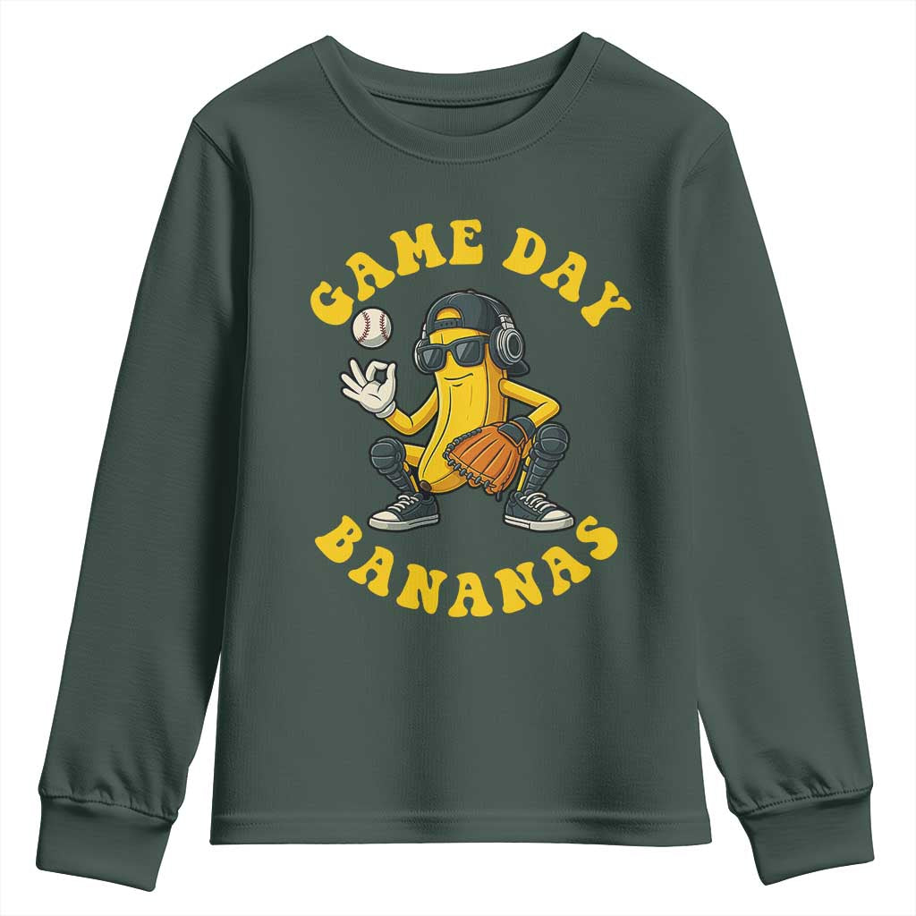 Cute Bananas Graphic Youth Sweatshirt Game Day Cool Catcher Baseball Lover