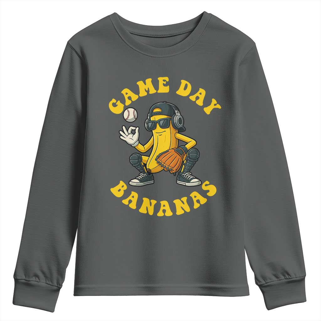 Cute Bananas Graphic Youth Sweatshirt Game Day Cool Catcher Baseball Lover