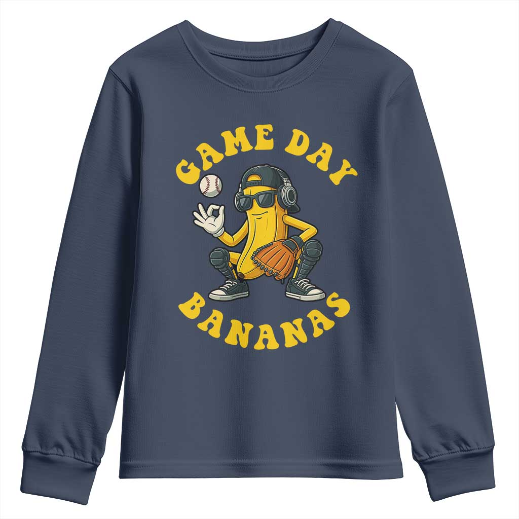 Cute Bananas Graphic Youth Sweatshirt Game Day Cool Catcher Baseball Lover