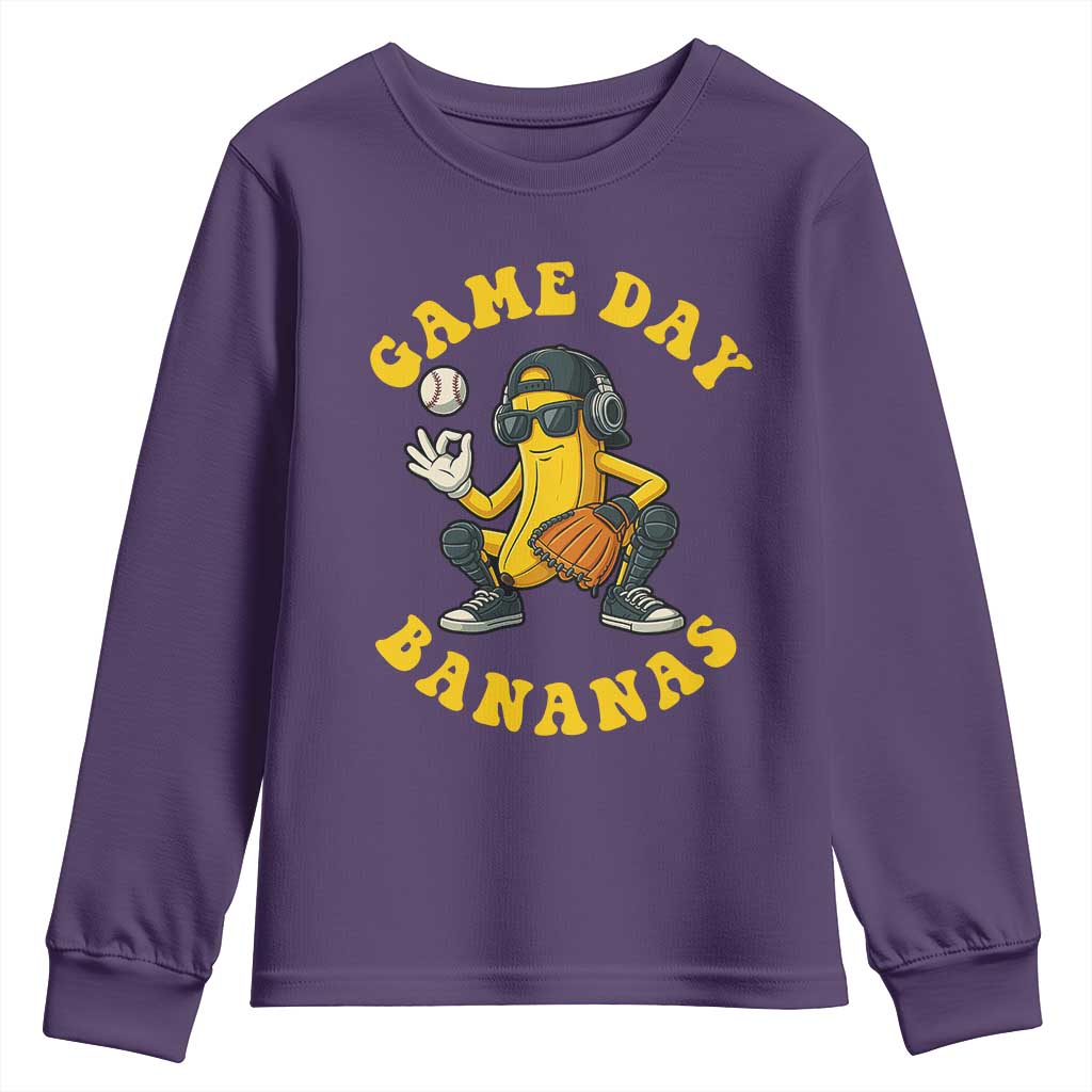 Cute Bananas Graphic Youth Sweatshirt Game Day Cool Catcher Baseball Lover