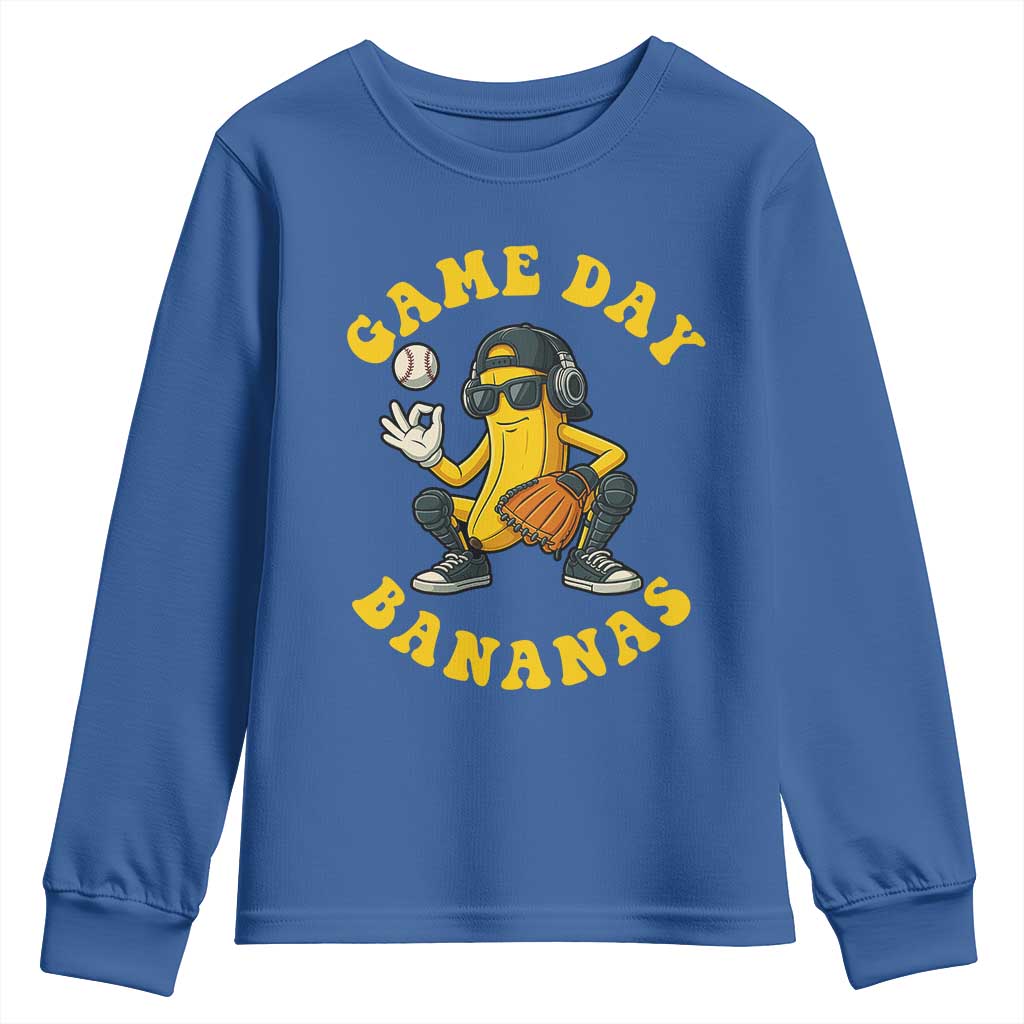 Cute Bananas Graphic Youth Sweatshirt Game Day Cool Catcher Baseball Lover
