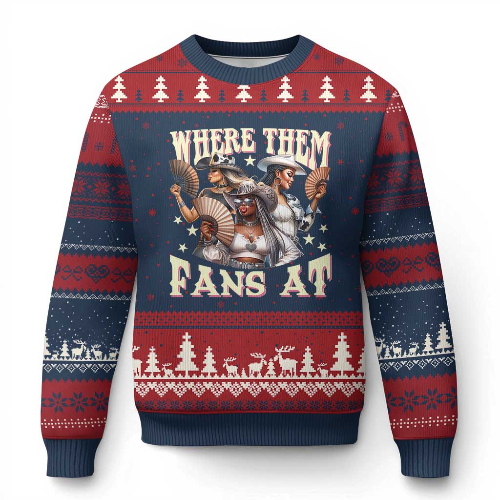 Melanin Cowgirls Ugly Christmas Sweater Where Them Fans At Country Life Women Girls - Wonder Print Shop