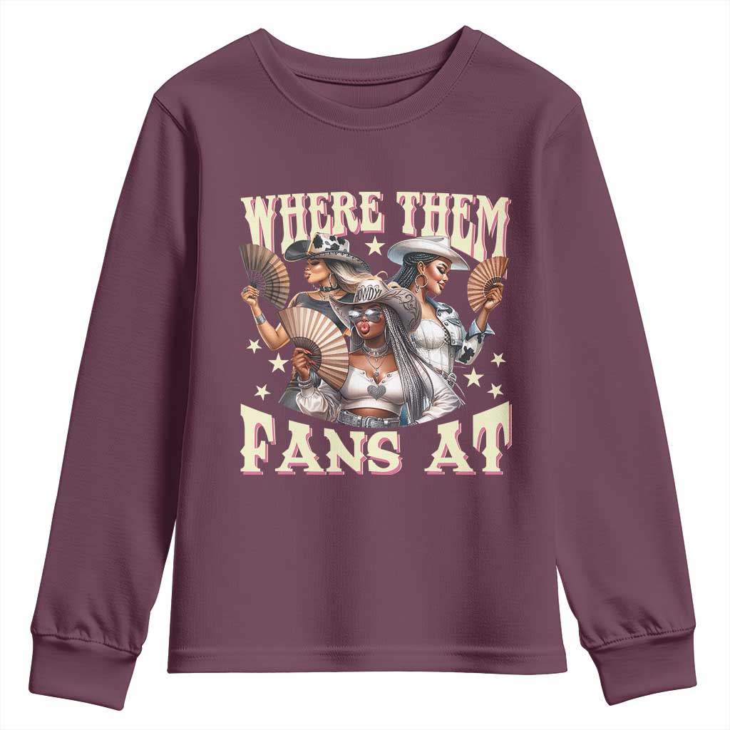 Melanin Cowgirls Youth Sweatshirt Where Them Fans At Country Life Women Girls