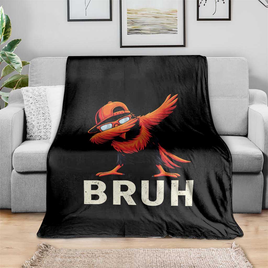 Funny Dabbing Oriole Bird Bruh Throw Blanket Cool Game Day Sports Fan