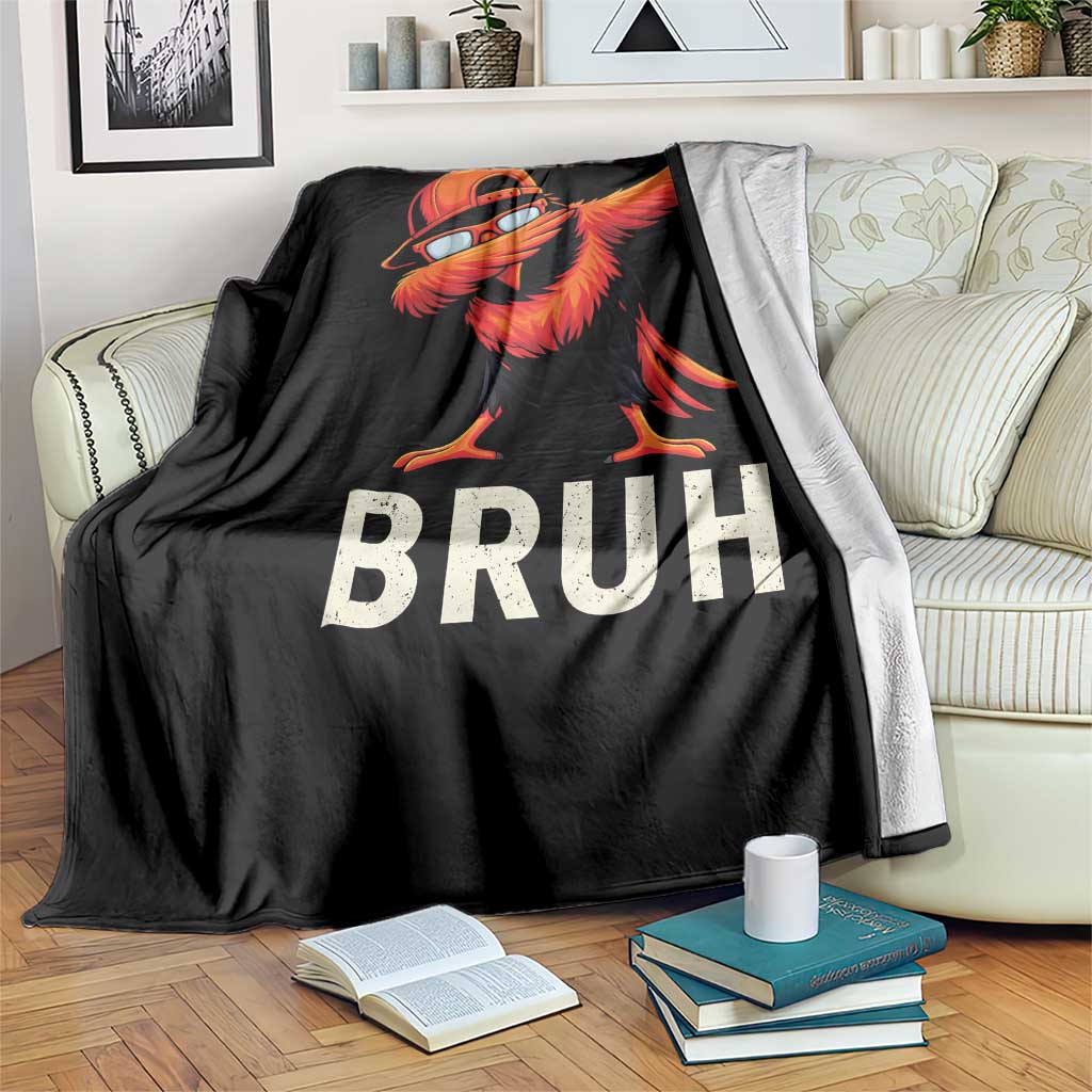 Funny Dabbing Oriole Bird Bruh Throw Blanket Cool Game Day Sports Fan