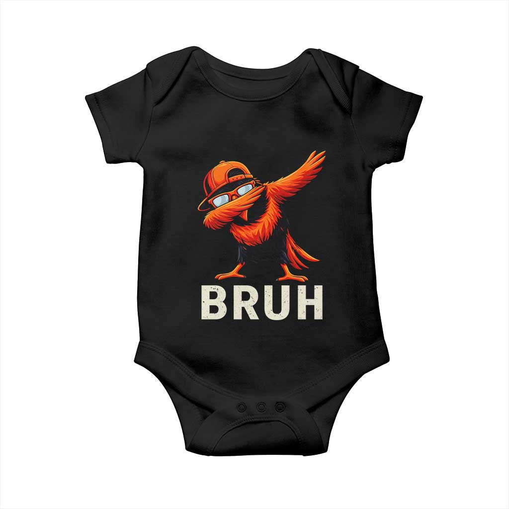 Funny Dabbing Oriole Bird Bruh Baby Onesie Cool Game Day Sports Fan