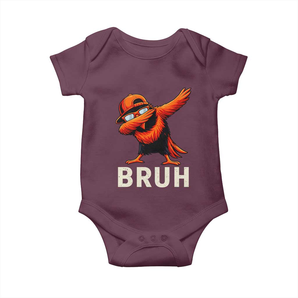 Funny Dabbing Oriole Bird Bruh Baby Onesie Cool Game Day Sports Fan