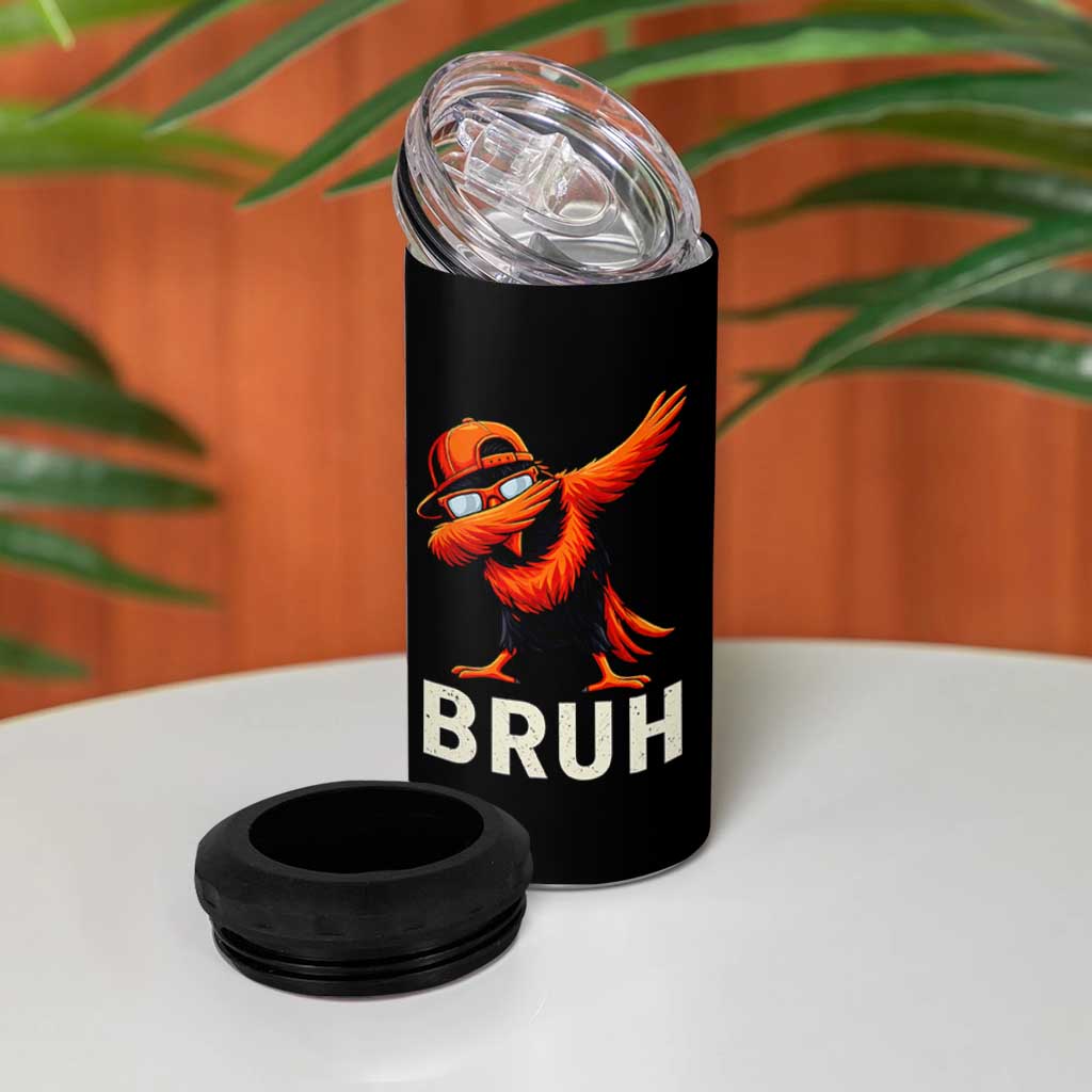 Funny Dabbing Oriole Bird Bruh 4 in 1 Can Cooler Tumbler Cool Game Day Sports Fan