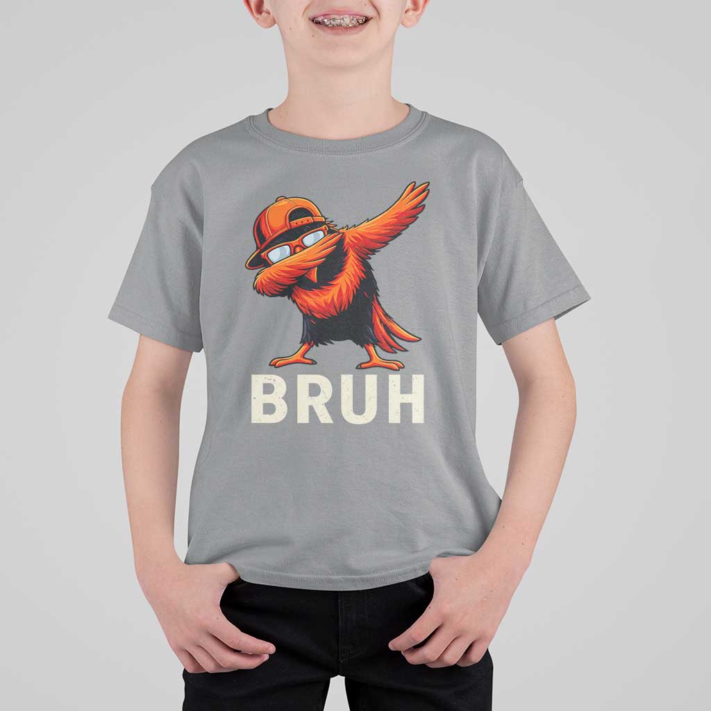 Funny Dabbing Oriole Bird Bruh T Shirt For Kid Cool Game Day Sports Fan
