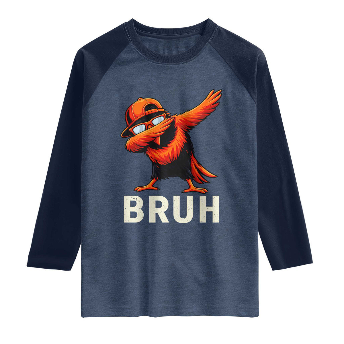 Funny Dabbing Oriole Bird Bruh Raglan Shirt Cool Game Day Sports Fan