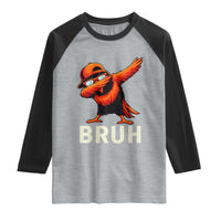 Funny Dabbing Oriole Bird Bruh Raglan Shirt Cool Game Day Sports Fan
