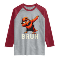 Funny Dabbing Oriole Bird Bruh Raglan Shirt Cool Game Day Sports Fan