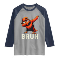 Funny Dabbing Oriole Bird Bruh Raglan Shirt Cool Game Day Sports Fan
