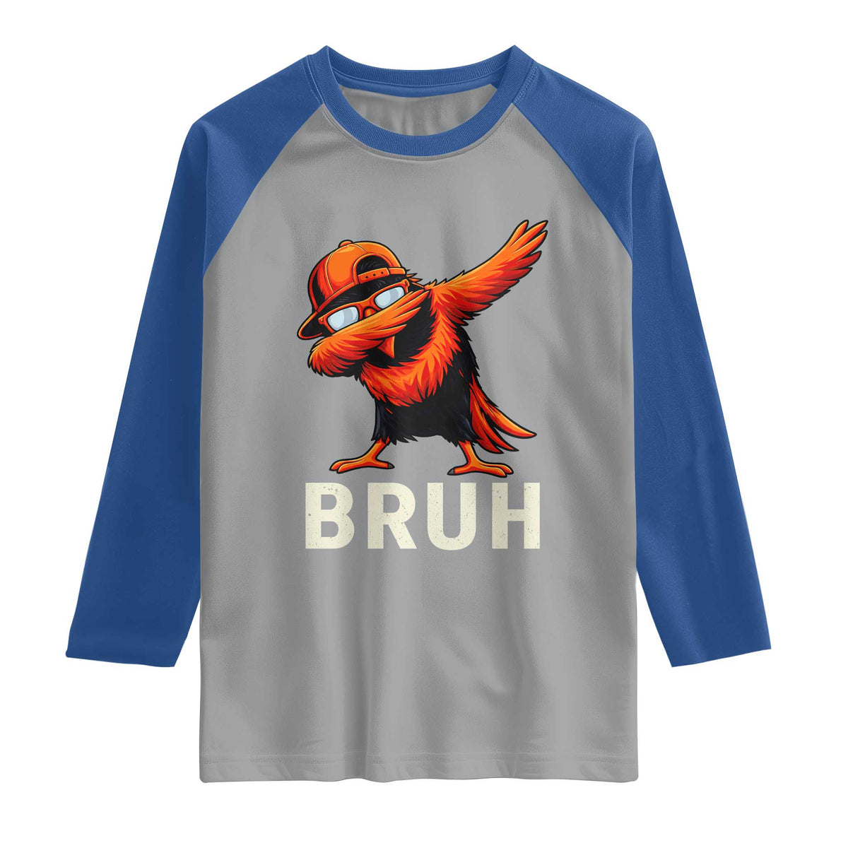 Funny Dabbing Oriole Bird Bruh Raglan Shirt Cool Game Day Sports Fan