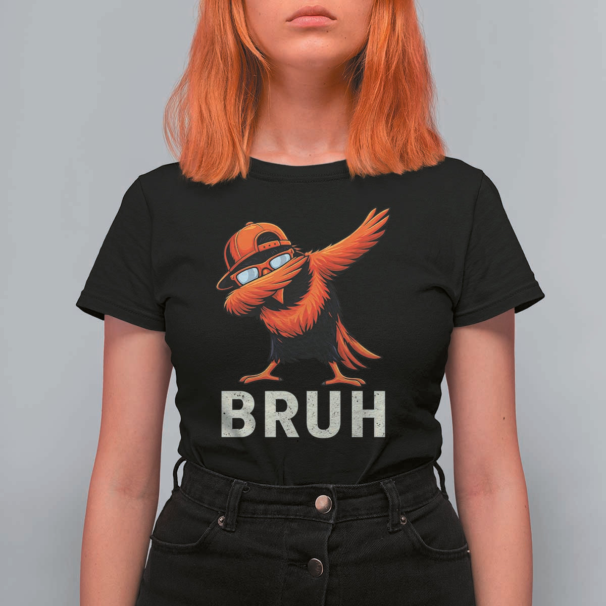 Funny Dabbing Oriole Bird Bruh T Shirt For Women Cool Game Day Sports Fan