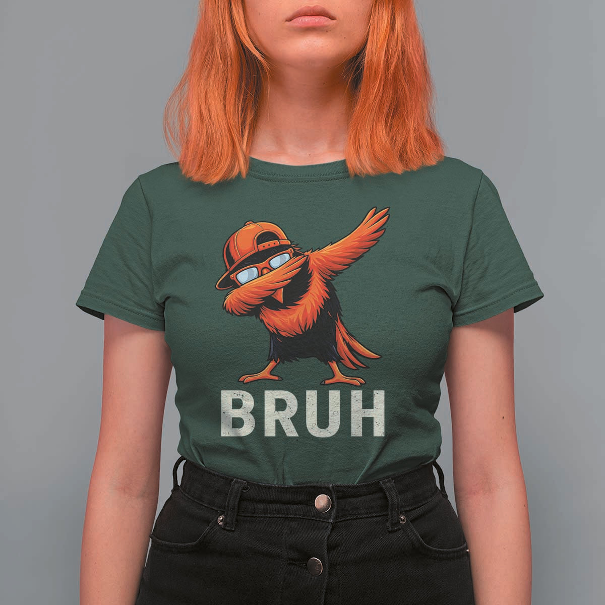 Funny Dabbing Oriole Bird Bruh T Shirt For Women Cool Game Day Sports Fan