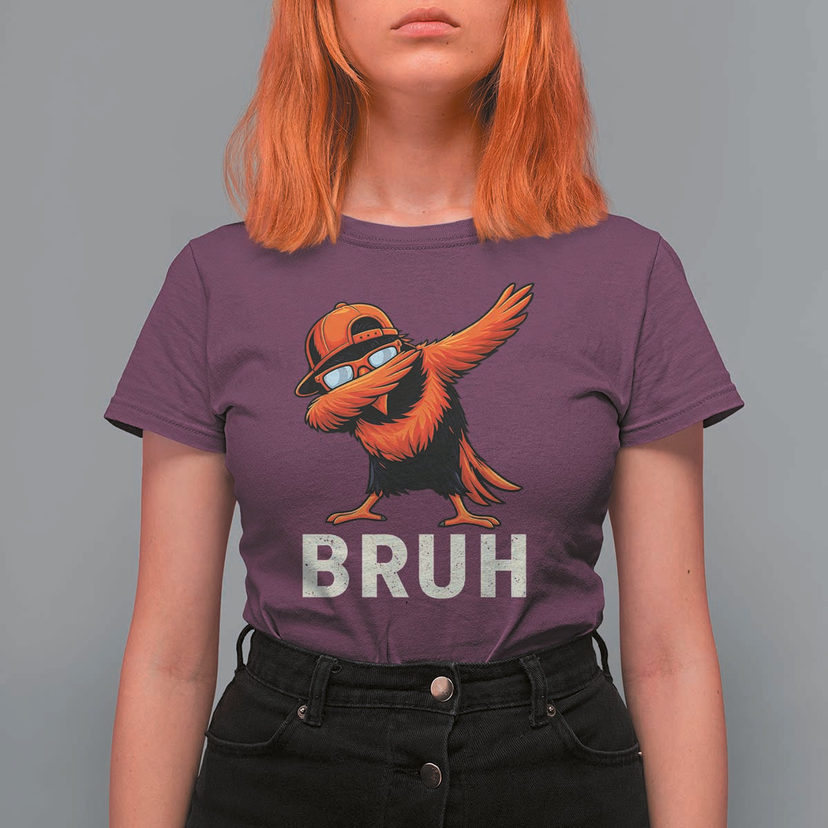 Funny Dabbing Oriole Bird Bruh T Shirt For Women Cool Game Day Sports Fan