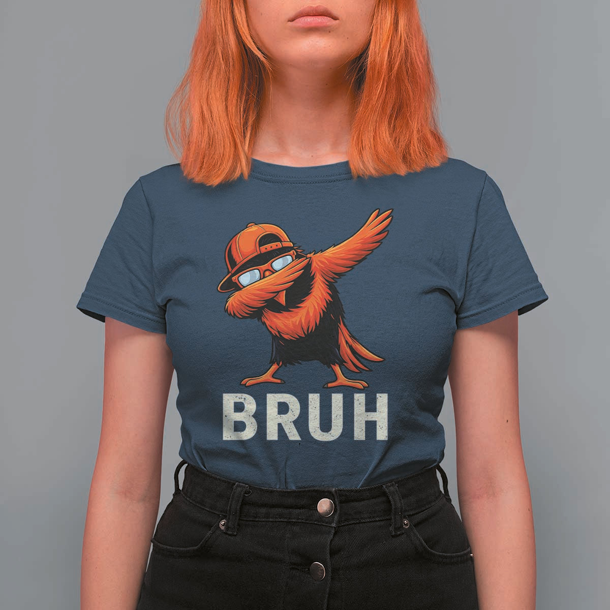 Funny Dabbing Oriole Bird Bruh T Shirt For Women Cool Game Day Sports Fan