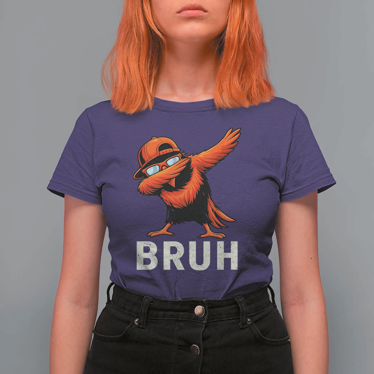 Funny Dabbing Oriole Bird Bruh T Shirt For Women Cool Game Day Sports Fan