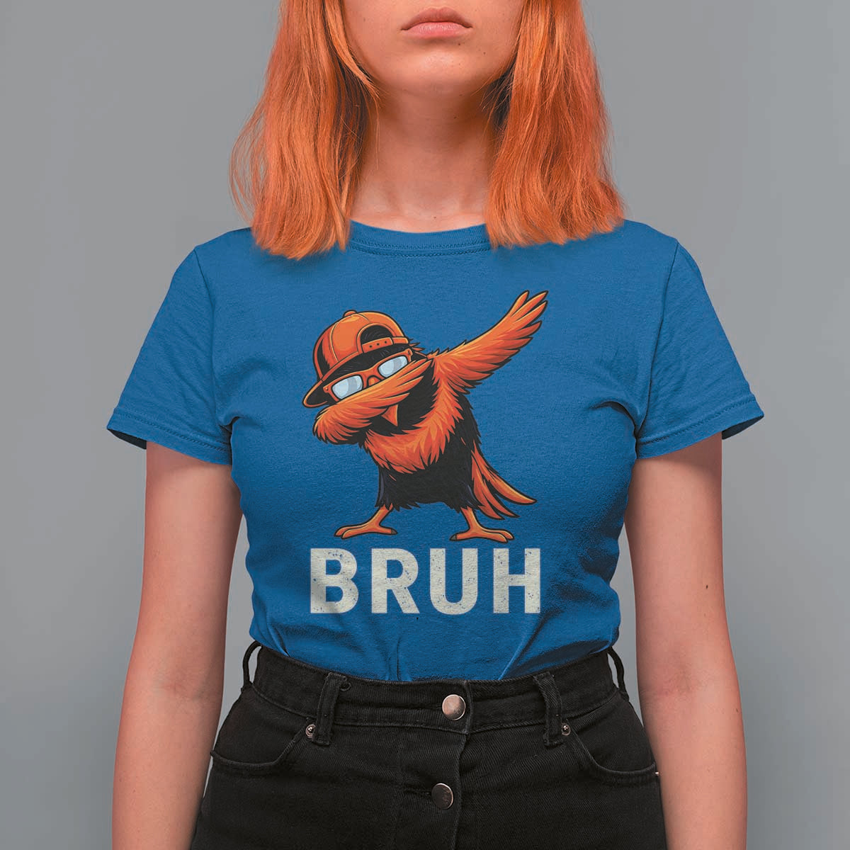 Funny Dabbing Oriole Bird Bruh T Shirt For Women Cool Game Day Sports Fan