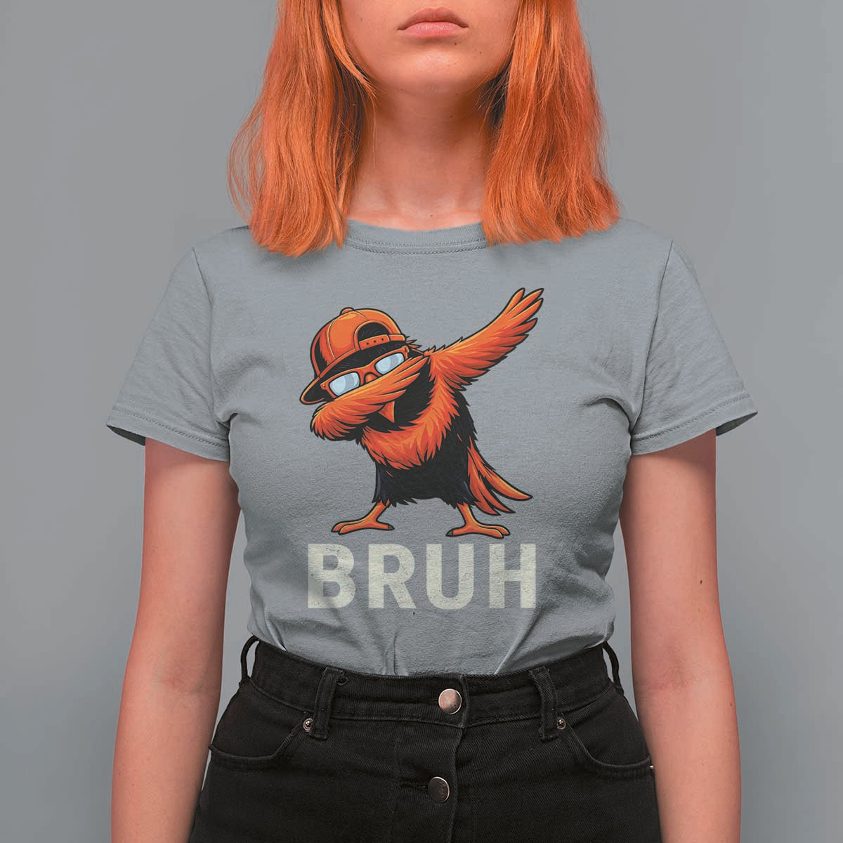Funny Dabbing Oriole Bird Bruh T Shirt For Women Cool Game Day Sports Fan
