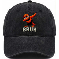 Funny Dabbing Oriole Bird Bruh Washed Cotton Baseball Cap Cool Game Day Sports Fan
