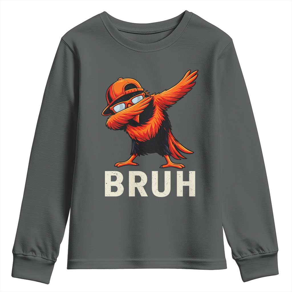 Funny Dabbing Oriole Bird Bruh Youth Sweatshirt Cool Game Day Sports Fan