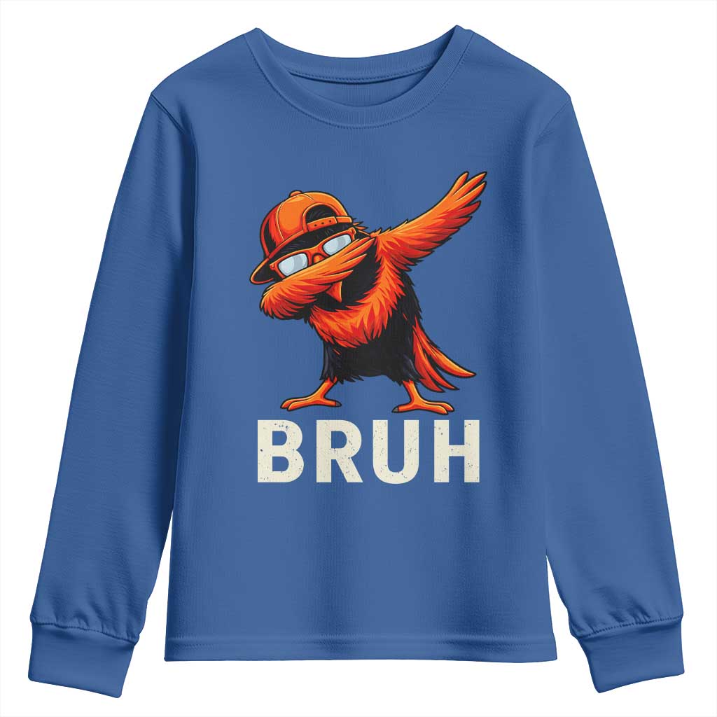 Funny Dabbing Oriole Bird Bruh Youth Sweatshirt Cool Game Day Sports Fan