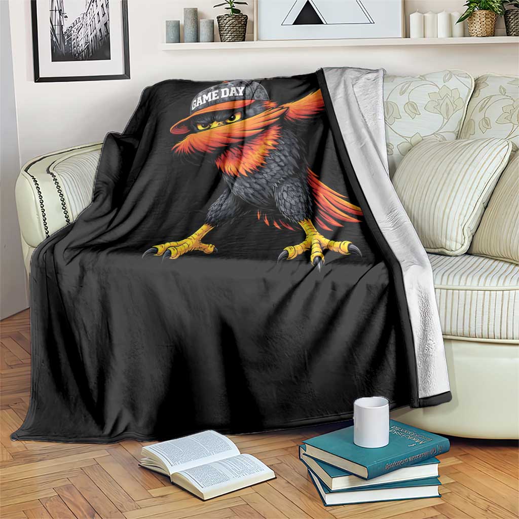 Fierce Oriole Spirit Graphic Throw Blanket Cool Game Day Sports Fan