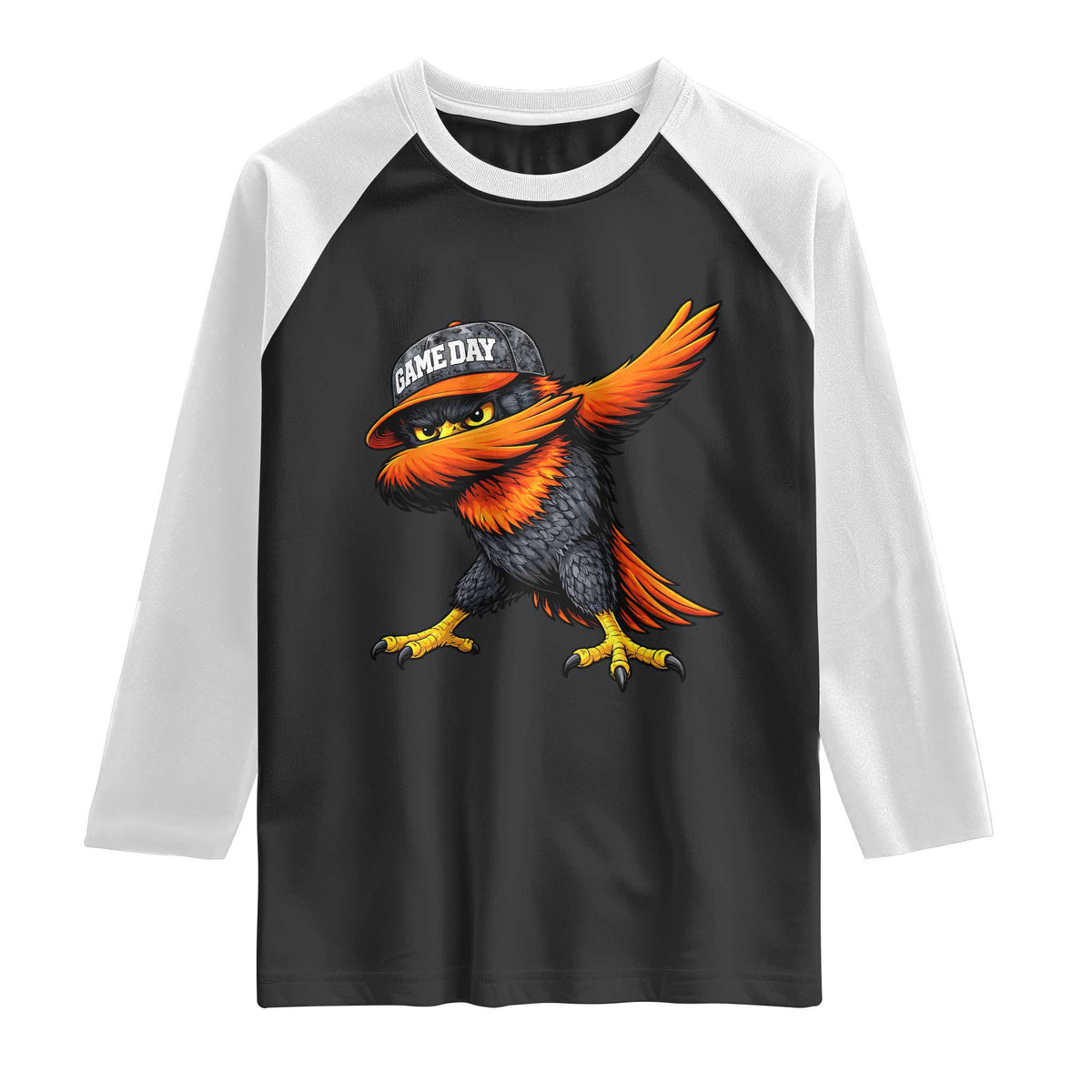 Fierce Oriole Spirit Graphic Raglan Shirt Cool Game Day Sports Fan