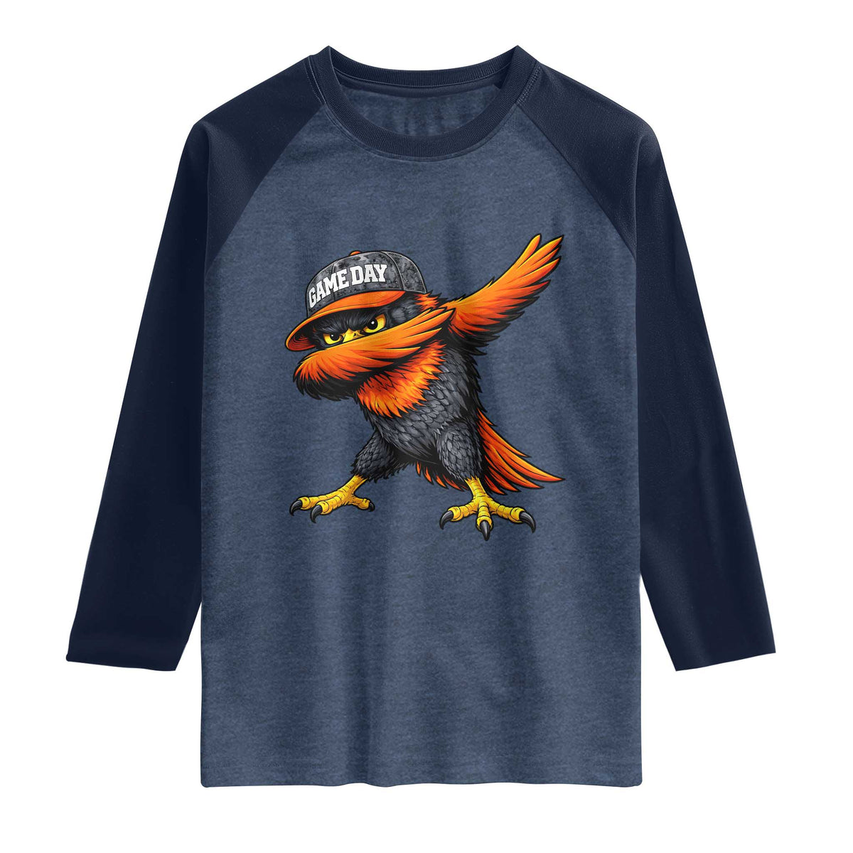 Fierce Oriole Spirit Graphic Raglan Shirt Cool Game Day Sports Fan