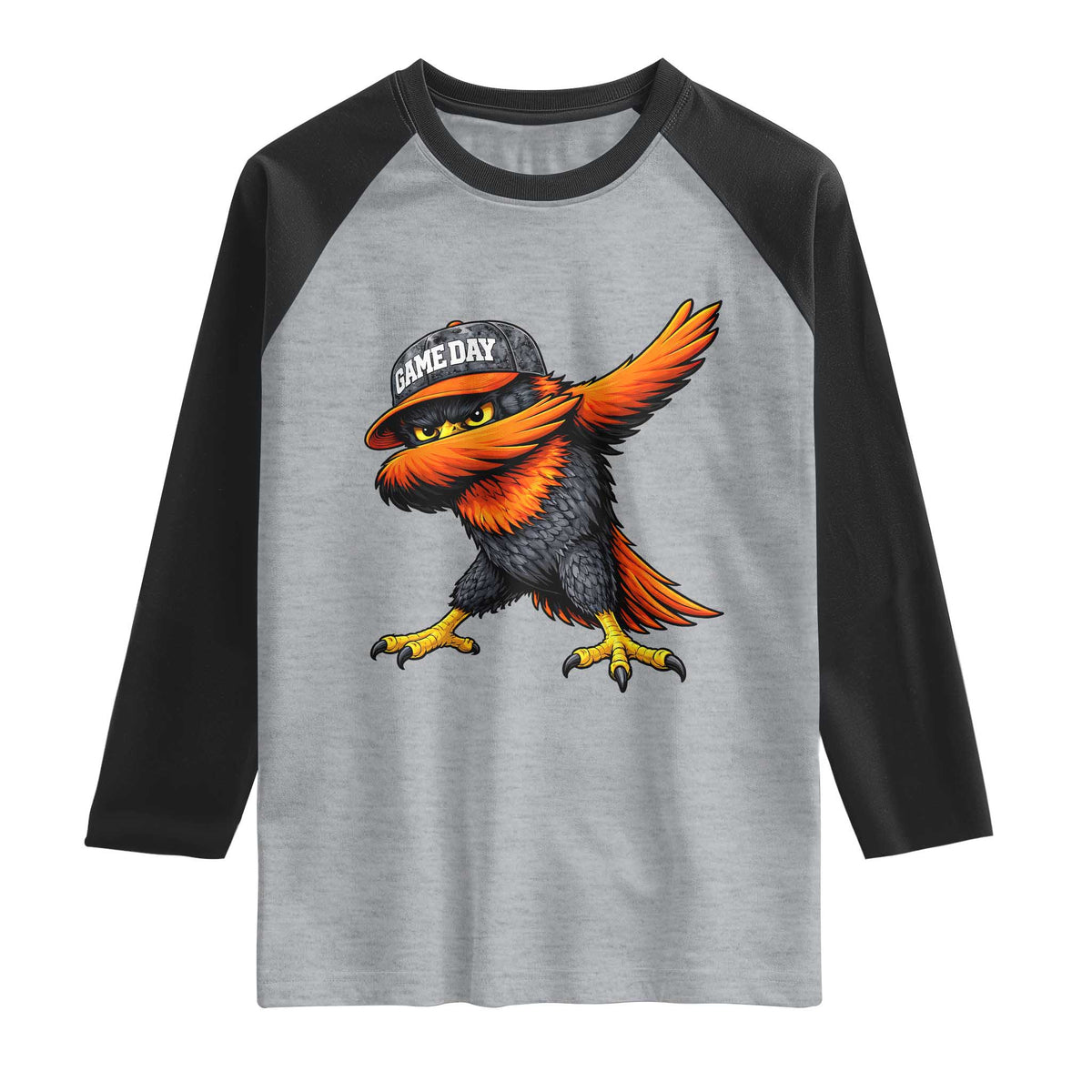 Fierce Oriole Spirit Graphic Raglan Shirt Cool Game Day Sports Fan