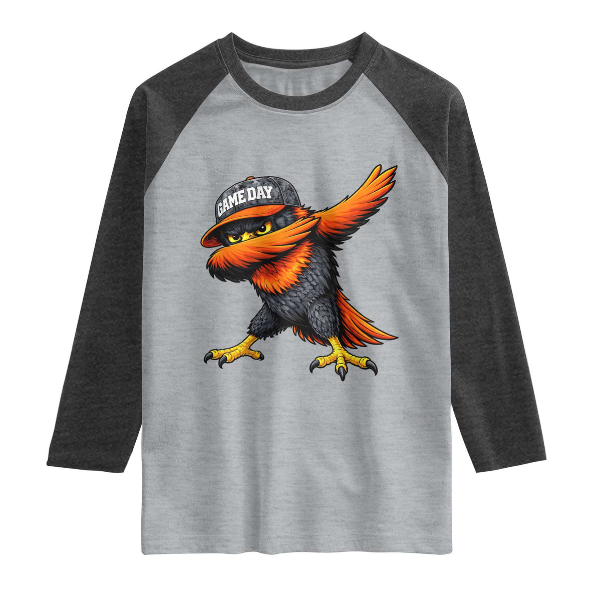 Fierce Oriole Spirit Graphic Raglan Shirt Cool Game Day Sports Fan