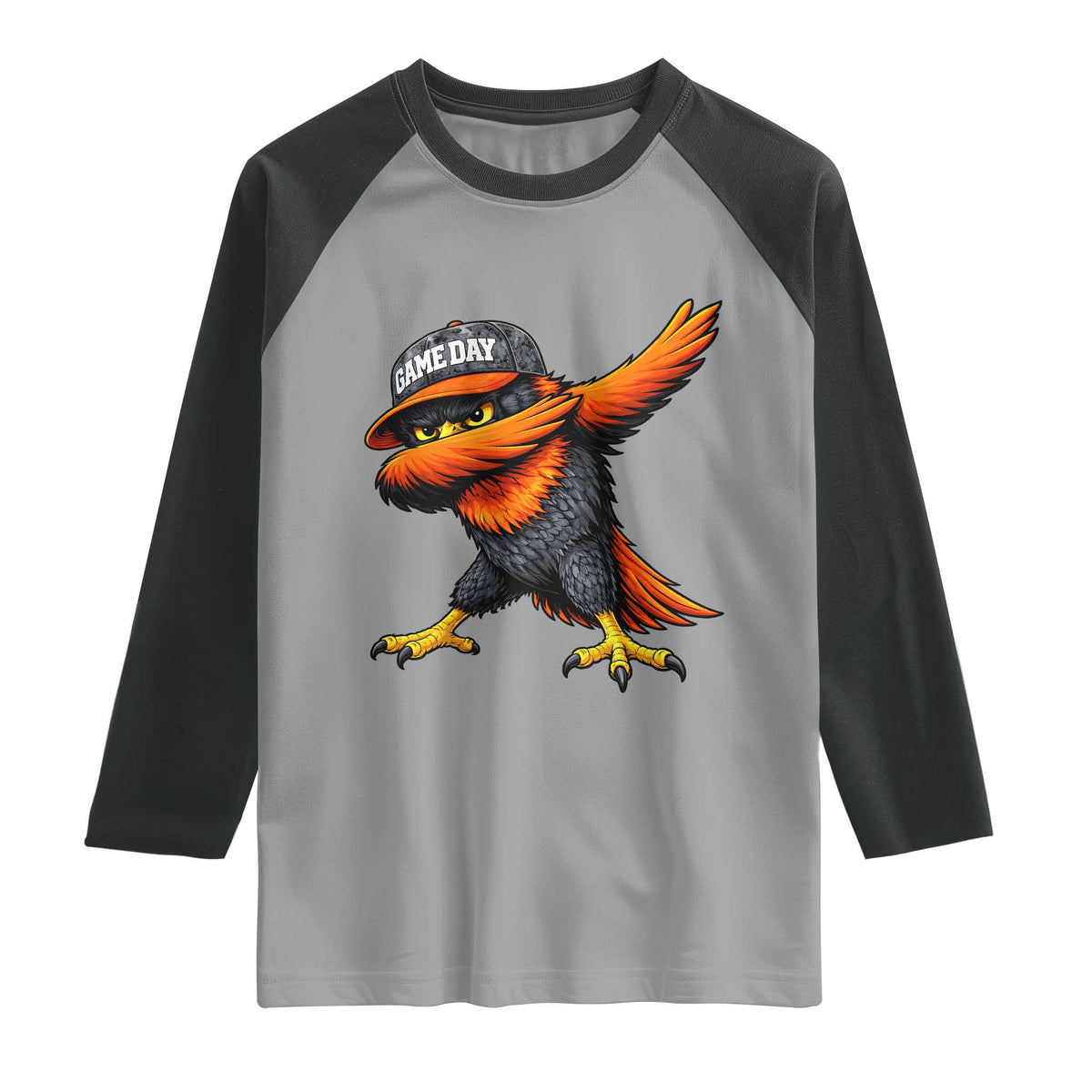 Fierce Oriole Spirit Graphic Raglan Shirt Cool Game Day Sports Fan