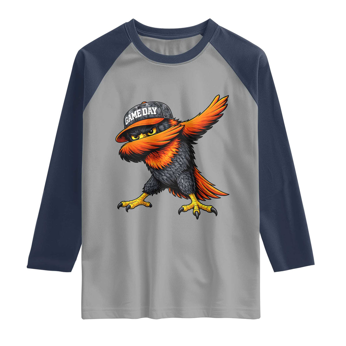 Fierce Oriole Spirit Graphic Raglan Shirt Cool Game Day Sports Fan