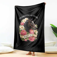 Celebrating 152 Years Derby Day Floral Throw Blanket Horse Racing Pink Peony White Lily Equestrian 152nd Anniversary