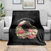 Celebrating 152 Years Derby Day Floral Throw Blanket Horse Racing Pink Peony White Lily Equestrian 152nd Anniversary