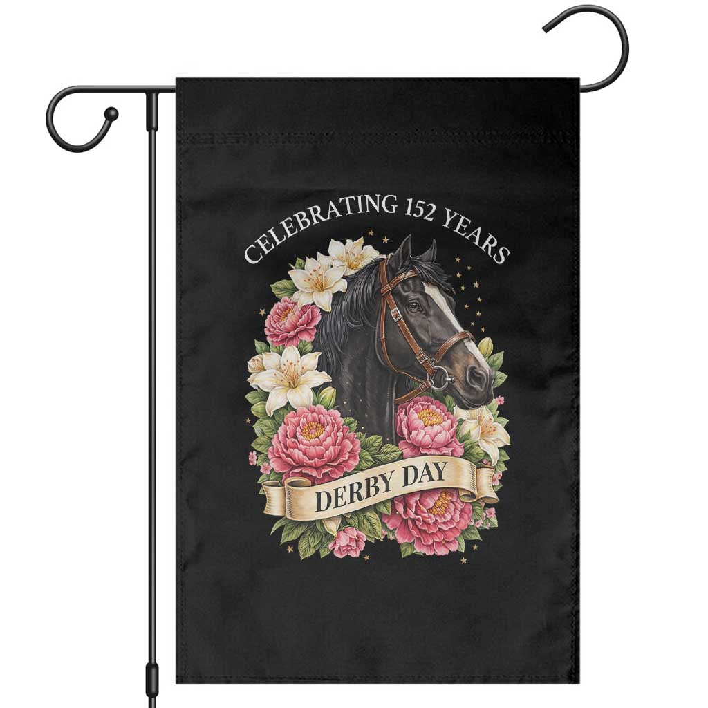 Celebrating 152 Years Derby Day Floral Garden Flag Horse Racing Pink Peony White Lily Equestrian 152nd Anniversary
