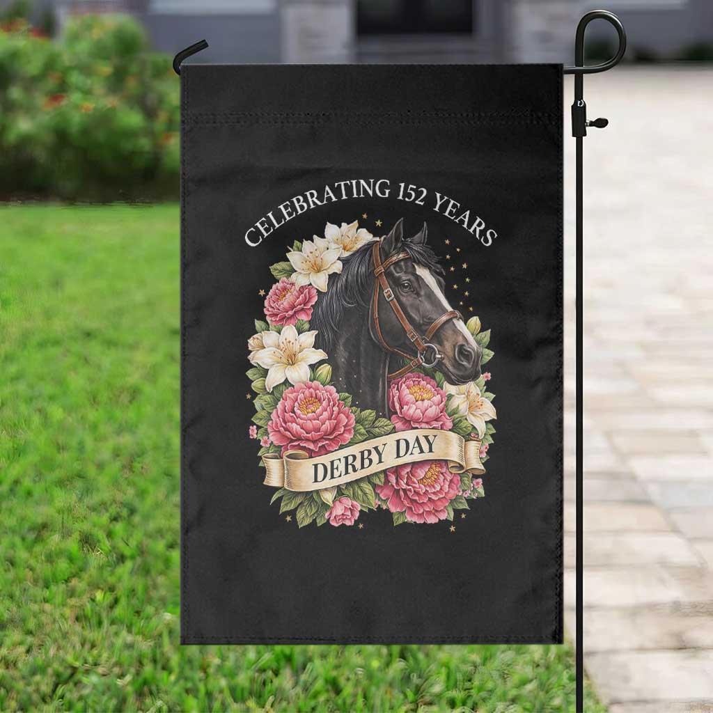 Celebrating 152 Years Derby Day Floral Garden Flag Horse Racing Pink Peony White Lily Equestrian 152nd Anniversary