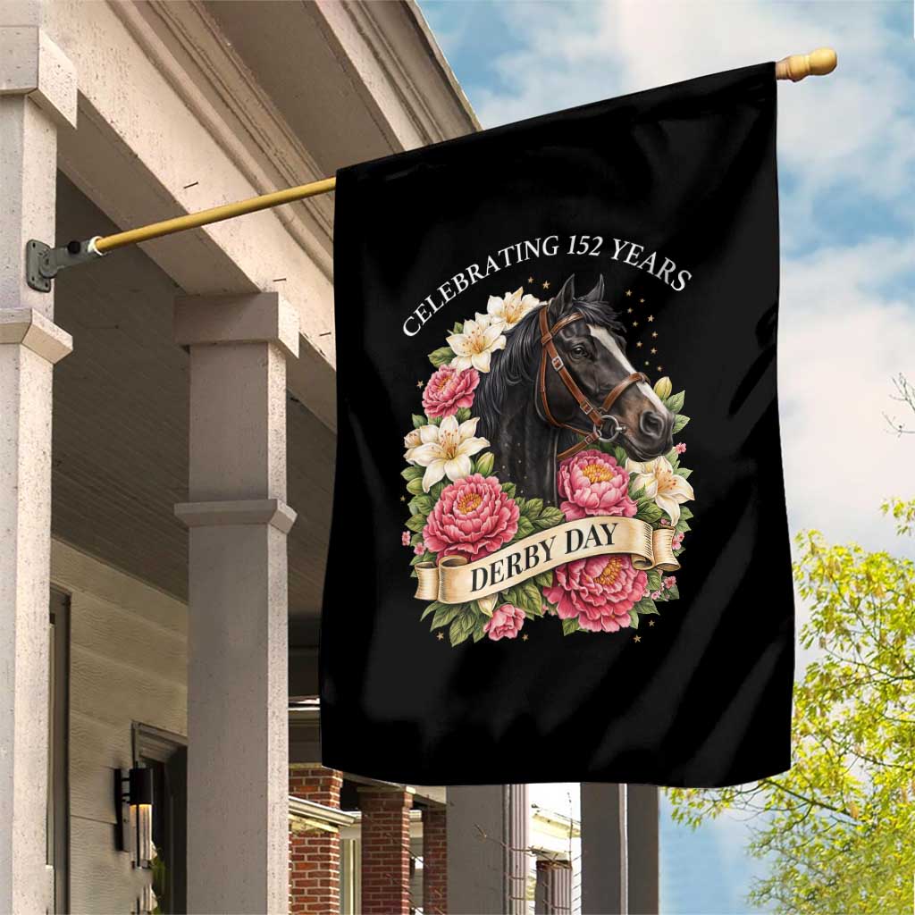 Celebrating 152 Years Derby Day Floral Garden Flag Horse Racing Pink Peony White Lily Equestrian 152nd Anniversary