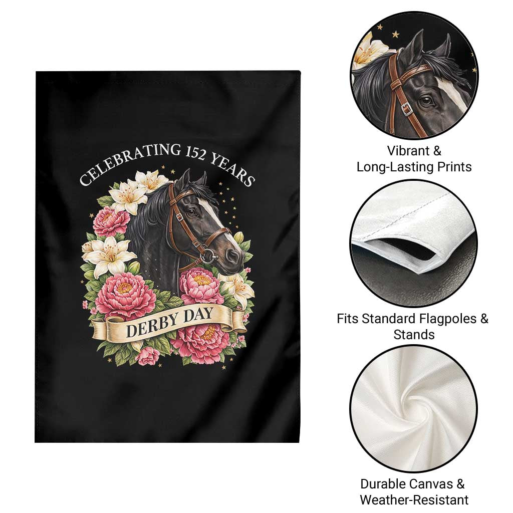 Celebrating 152 Years Derby Day Floral Garden Flag Horse Racing Pink Peony White Lily Equestrian 152nd Anniversary