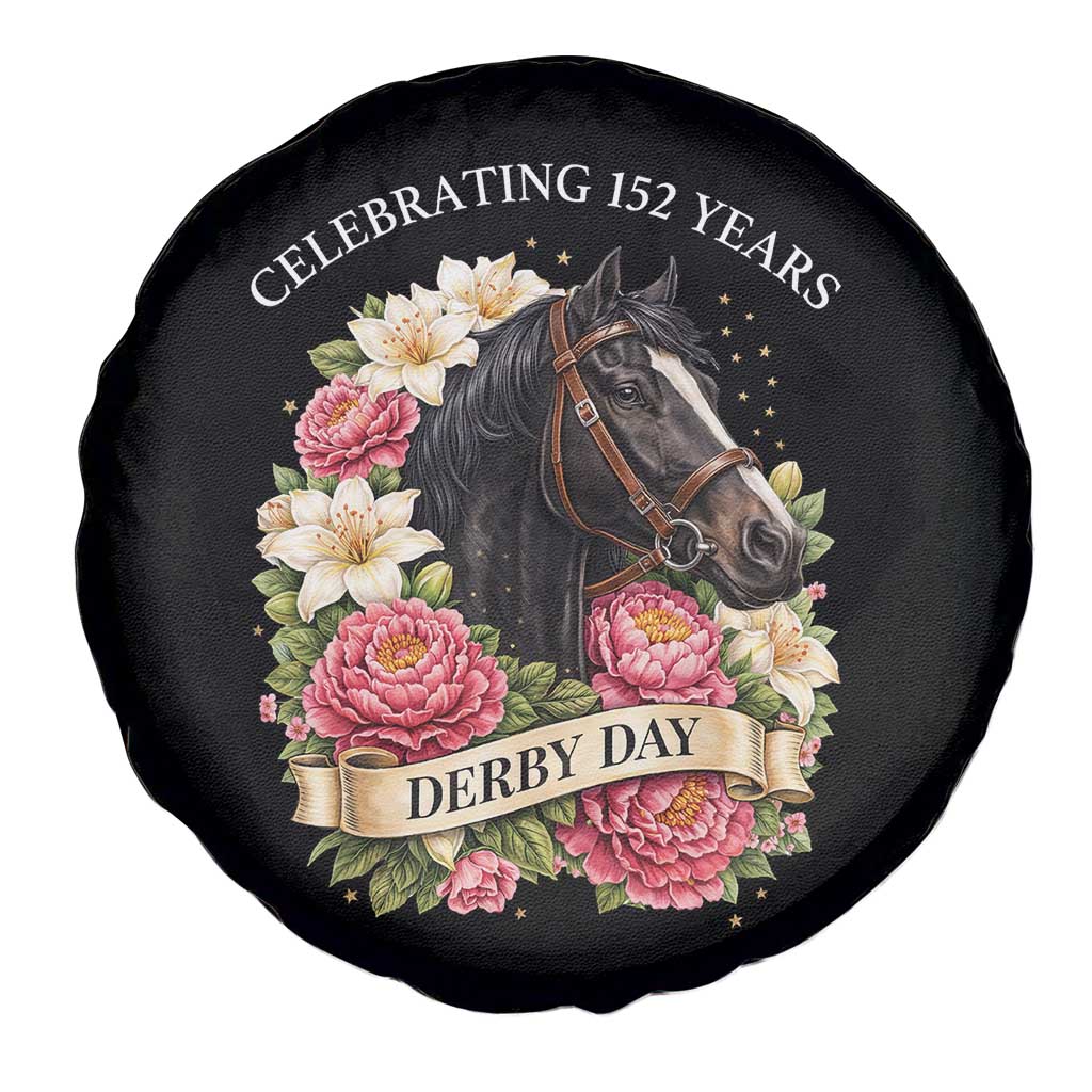 Celebrating 152 Years Derby Day Floral Spare Tire Cover Horse Racing Pink Peony White Lily Equestrian 152nd Anniversary