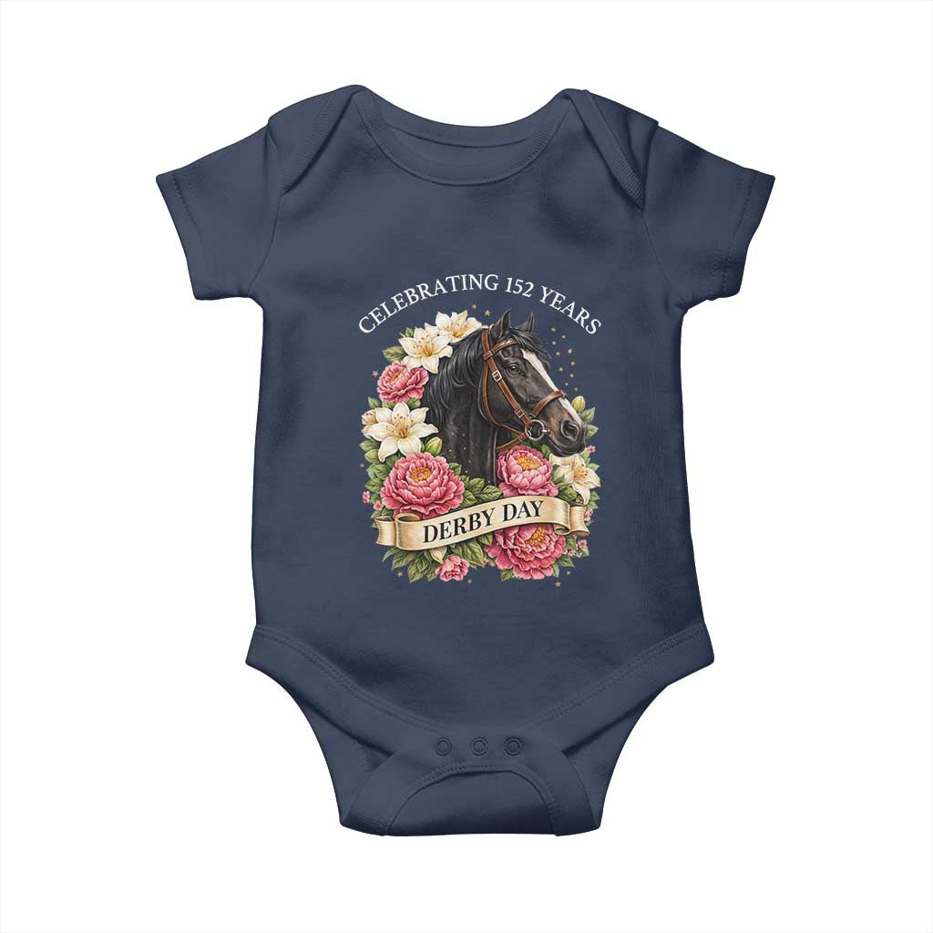 Celebrating 152 Years Derby Day Floral Baby Onesie Horse Racing Pink Peony White Lily Equestrian 152nd Anniversary