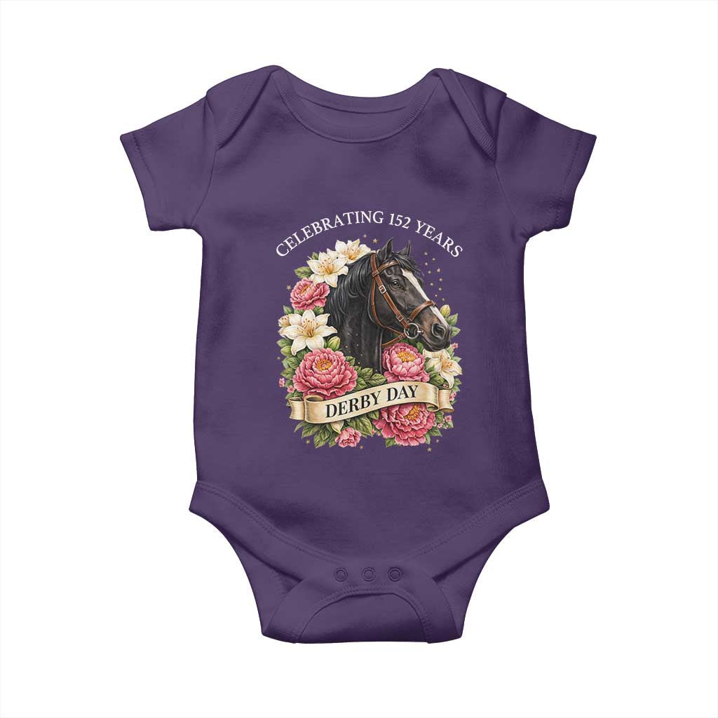 Celebrating 152 Years Derby Day Floral Baby Onesie Horse Racing Pink Peony White Lily Equestrian 152nd Anniversary