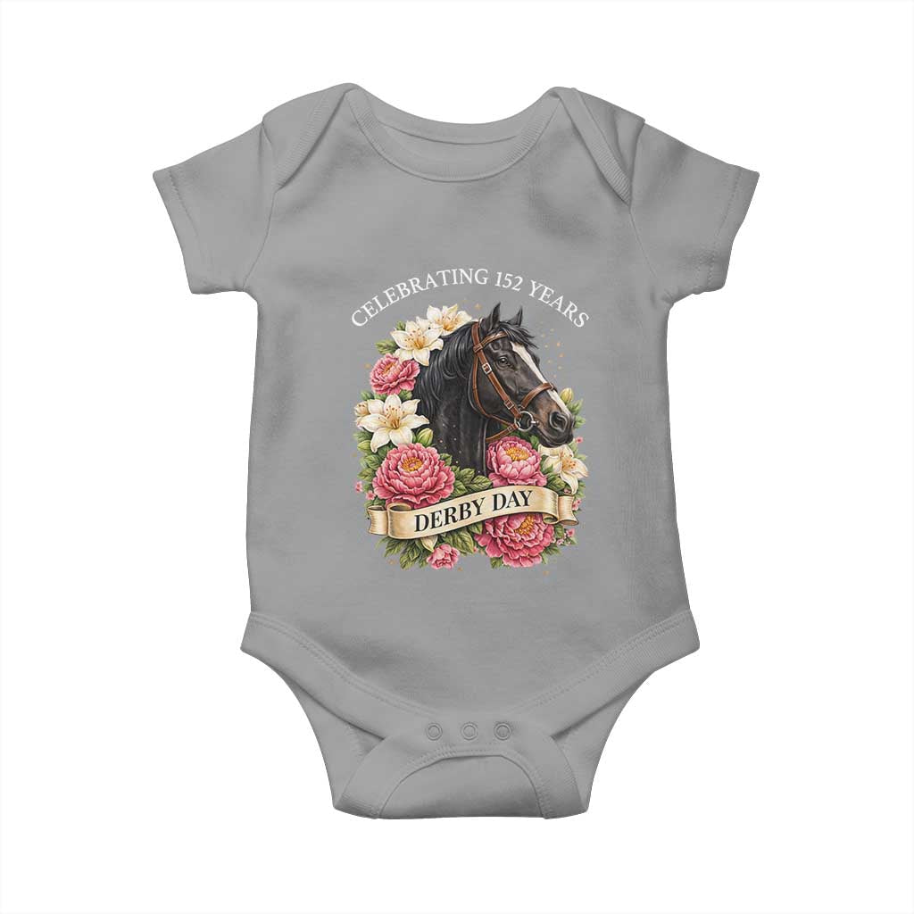 Celebrating 152 Years Derby Day Floral Baby Onesie Horse Racing Pink Peony White Lily Equestrian 152nd Anniversary