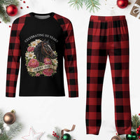 Celebrating 152 Years Derby Day Floral Plaid Pajama Set Horse Racing Pink Peony White Lily Equestrian 152nd Anniversary