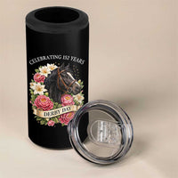 Celebrating 152 Years Derby Day Floral 4 in 1 Can Cooler Tumbler Horse Racing Pink Peony White Lily Equestrian 152nd Anniversary