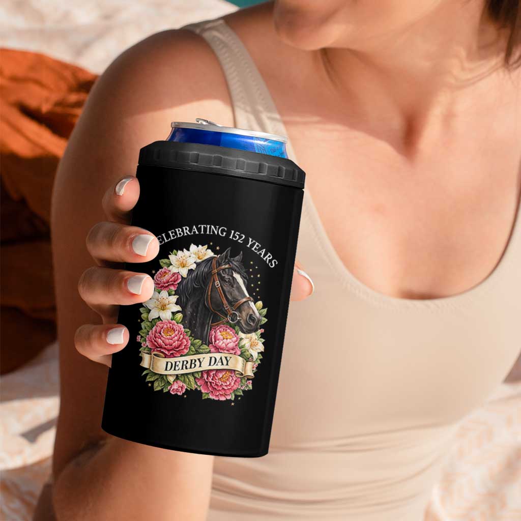 Celebrating 152 Years Derby Day Floral 4 in 1 Can Cooler Tumbler Horse Racing Pink Peony White Lily Equestrian 152nd Anniversary